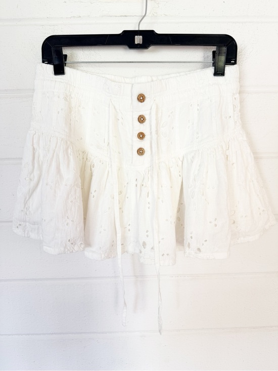 Free People Dresses & Skirts - Free People White Eyelet Embroidered Tiered Mini Skirt Boho Festival Lined S/P
